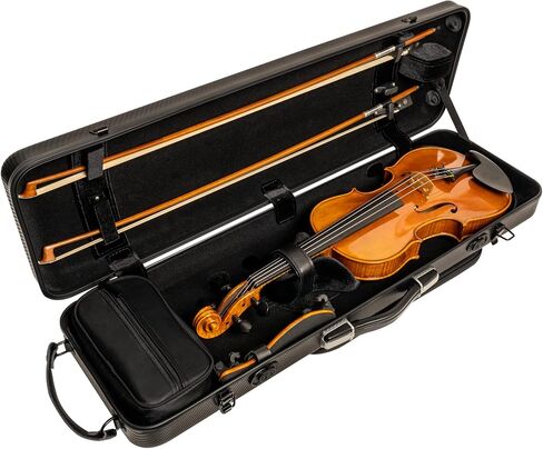 MI&VI NP-7006 Classic Oblong Polycarbonate Violin Case (Full Size) 4/4 with Carry Straps | Oblong Shape | Adjustable Straps | Tough Case - by MI&VI MUSIC (Black) in Saudi Arabia