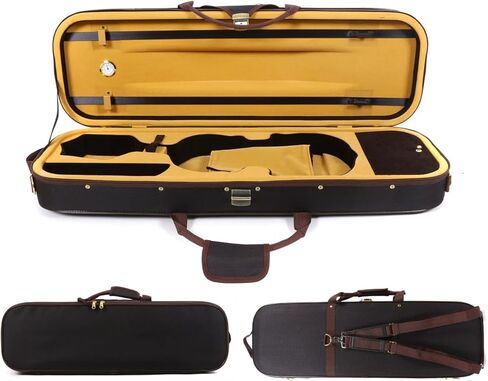 Vetimobato Oxford violin box 4/4 Full Size Oblong Violin Case with 2 Adjustable Shoulder Straps 2 Bow Holder Portable Travel violin case bag (Style 3) in Kuwait