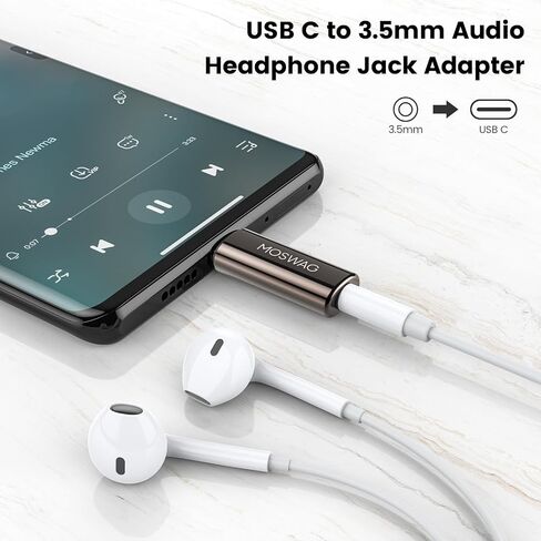 MOSWAG USB C to 3.5mm Audio Headphone Adapter, Typc C to 3.5mm Aux Adapter Zinc Alloy Adapter Compatible with iPhone 15 Plus/15 Pro Max Samsung GalaxyS23 S22 Plus, Ultra S21+, Pixel 7/6, Pad Pro 6 in Saudi Arabia