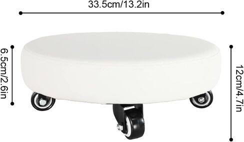 WKWKER مقعد دوار حديث يدور 360 درجة من جلد البولي يوريثان مع مقعد أرضي مع عجلات عالمية ومقاعد عثمانية للياقة البدنية والرياضة H: عجلات دوارة 4.7 بوصة لمتجر المرآب المنزلي (أبيض) in Kuwait