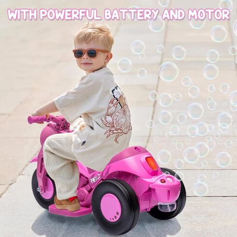 Kids Ride on Bubble Car, Hetoy 6V Battery Powered Electric Motorcycle 1.9 MPH Speed w/LED Headlights, Music, Pedal, Forward/Reserve, 3 Wheels Motorbike Toys Gift for Toddler 3 and Up Boys Girls, Green in Kuwait