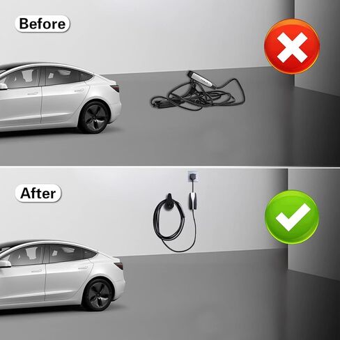 منظم كابل شحن EVCONN Tesla، حامل شاحن مع فتحة شاحن لمحركات Tesla، موصل تثبيت على الحائط، موصل جدار السيارة لملحقات Tesla in Kuwait