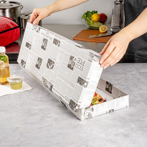 Restaurantware Eco Pie مقاس 24 × 12 × 2 بوصة صناديق الوجبات الجاهزة للخبز المسطح 50 صندوق بيتزا مموج قوي - نظام قفل علامات التبويب بتصميم الفلوت الإلكتروني، صناديق بيتزا من ورق الصحف يمكن التخلص منها للخبز المسطح in Kuwait