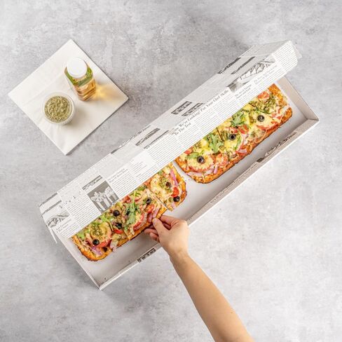 Restaurantware Eco Pie مقاس 24 × 12 × 2 بوصة صناديق الوجبات الجاهزة للخبز المسطح 50 صندوق بيتزا مموج قوي - نظام قفل علامات التبويب بتصميم الفلوت الإلكتروني، صناديق بيتزا من ورق الصحف يمكن التخلص منها للخبز المسطح in Kuwait