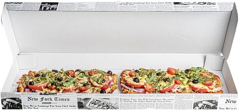 Restaurantware Eco Pie مقاس 24 × 12 × 2 بوصة صناديق الوجبات الجاهزة للخبز المسطح 50 صندوق بيتزا مموج قوي - نظام قفل علامات التبويب بتصميم الفلوت الإلكتروني، صناديق بيتزا من ورق الصحف يمكن التخلص منها للخبز المسطح in Kuwait