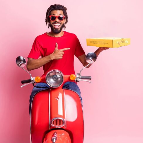 12 قطعة من علب البيتزا مقاس 17.78 سم × 17.78 سم، صندوق بيتزا من الورق المقوى المربع باللون الأصفر والبني يحافظ على البيتزا طازجة، صناديق تخزين تغليف الوجبات الجاهزة، صناديق مموجة للبيتزا والكعك والبسكويت والطعام in Kuwait