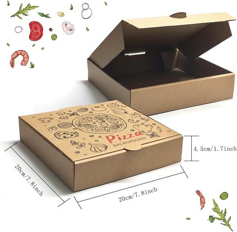 WOKAV 15 قطعة علب بيتزا 7.8 × 7.8 × 1.7 بوصة علب بيتزا مموجة كرافت من الورق المقوى البني علب بيتزا صغيرة علب بيتزا من الورق المقوى علبة بيتزا للوجبات الجاهزة للاستعمال مرة واحدة in Kuwait