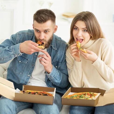 WOKAV 15 قطعة علب بيتزا 7.8 × 7.8 × 1.7 بوصة علب بيتزا مموجة كرافت من الورق المقوى البني علب بيتزا صغيرة علب بيتزا من الورق المقوى علبة بيتزا للوجبات الجاهزة للاستعمال مرة واحدة in Kuwait