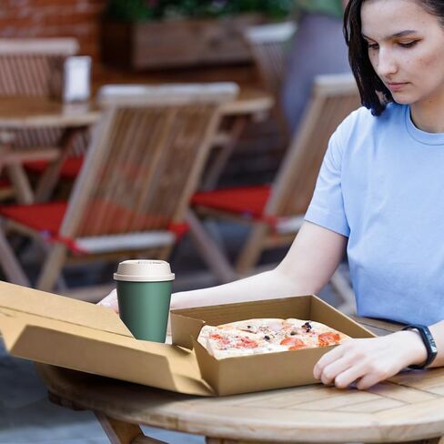 WOKAV 15 قطعة علب بيتزا 7.8 × 7.8 × 1.7 بوصة علب بيتزا مموجة كرافت من الورق المقوى البني علب بيتزا صغيرة علب بيتزا من الورق المقوى علبة بيتزا للوجبات الجاهزة للاستعمال مرة واحدة in Kuwait