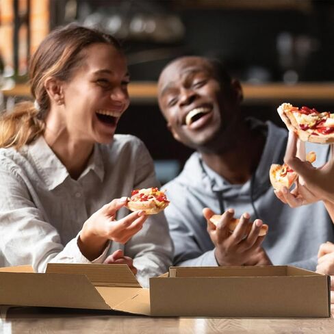 WOKAV 15 قطعة علب بيتزا 7.8 × 7.8 × 1.7 بوصة علب بيتزا مموجة كرافت من الورق المقوى البني علب بيتزا صغيرة علب بيتزا من الورق المقوى علبة بيتزا للوجبات الجاهزة للاستعمال مرة واحدة in Kuwait