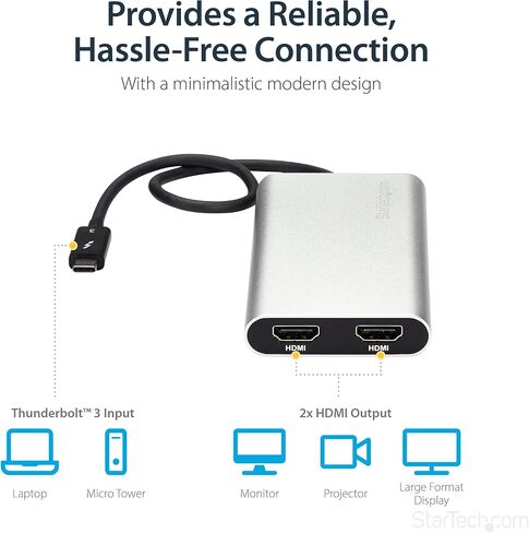 StarTech.com 1x محول Thunderbolt 3 إلى Thunderbolt 2 - حزمة Windows/Mac (TBT3TBTADAP) مع كابل Thunderbolt 1x 2 متر - M/M (TBOLTMM2M) in Kuwait