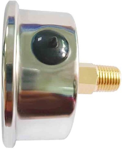 مقياس ضغط Qolekog 1/4 بوصة NPT 0-200Psi جليسرين مملوء بقرص 2 1/2 بوصة 304 حافظة من الفولاذ المقاوم للصدأ حامل خلفي مركزي in Kuwait