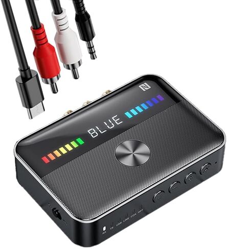جهاز استقبال إرسال بلوتوث، محول Aux 2 في 1 بلوتوث 5.3 مع شاشة LED، NFC، محول Aux محمول مزدوج الارتباط منخفض الكمون للتلفزيون/السيارة/سماعة الرأس/للستيريو المنزلي/السفر/في الهواء الطلق in Saudi Arabia