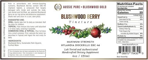 Aussie Pure Blushwood Berry EBC-46 صبغة دعم المناعة والخلايا ذات القوة القصوى - مستخلص الفاكهة والبذور - تركيبة جلسرين لطيفة وفموية وموضعية خالية من الكحول - جميع الأعمار - زجاجة واحدة 120 مل in Kuwait