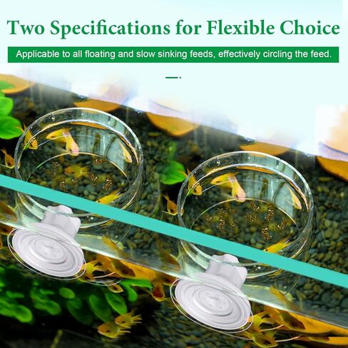 أنبوب تغذية طعام أسماك حوض السمك قطعتين من دانيسلي، أنابيب تغذية خزان الأسماك الأكريليك الشفاف مع أكواب شفط، وحدة تغذية أسماك بعمود قابل للتعديل، طبق طعام عائم لإطعام الأسماك (حجمين) in Kuwait