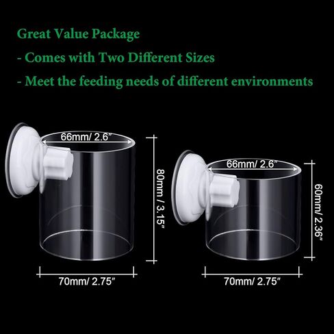 أنبوب تغذية طعام أسماك حوض السمك قطعتين من دانيسلي، أنابيب تغذية خزان الأسماك الأكريليك الشفاف مع أكواب شفط، وحدة تغذية أسماك بعمود قابل للتعديل، طبق طعام عائم لإطعام الأسماك (حجمين) in Kuwait