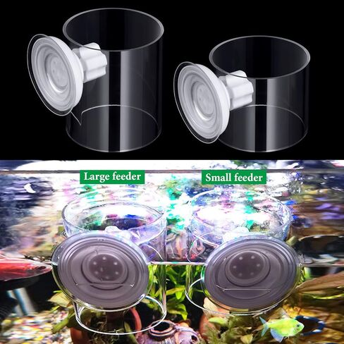 أنبوب تغذية طعام أسماك حوض السمك قطعتين من دانيسلي، أنابيب تغذية خزان الأسماك الأكريليك الشفاف مع أكواب شفط، وحدة تغذية أسماك بعمود قابل للتعديل، طبق طعام عائم لإطعام الأسماك (حجمين) in Kuwait