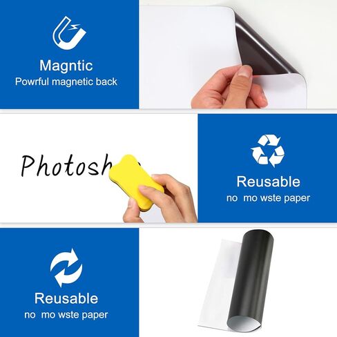 2PCS Magnetic Whiteboard for Fridge,Magnetic Dry Erase Board for Refrigerator with 8 Marker and 2 Eraser, Fridge Whiteboard Magnetic for Home Kitchen Memo Grocery List (12" X 9") in Saudi Arabia