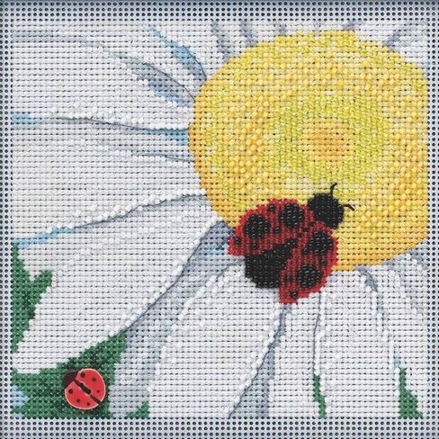 Ladybug on Daisy Beaded Counted Cross Stitch Kit Mill Hill 2021 Buttons & Beads Spring MH142116, multi in Saudi Arabia