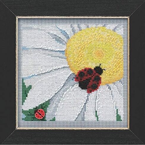 Ladybug on Daisy Beaded Counted Cross Stitch Kit Mill Hill 2021 Buttons & Beads Spring MH142116, multi in Saudi Arabia