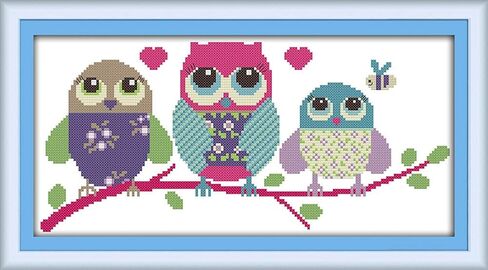 Cross Stitch Kits, Awesocrafts Three Little Birds, Cartoon Owl Easy Patterns Cross Stitching Embroidery Kit Supplies Christmas, Stamped or Counted (Birds, Cartoon Owl 2pcs, Counted) in Saudi Arabia