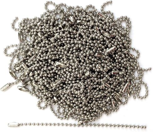 Made in USA - Steel Ball Chains - Black - 100-Pack - 4.5 Inch with Connector #3, 2.4 MM Ball - for Key Chains, Tags, Craft Projects, Etc. in Saudi Arabia