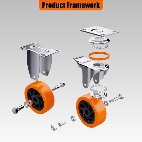 5 Inch Heavy Duty casters, casters Set of 4 Heavy Duty,Universal with Double Locks Caster Wheels,Polyurethane casters Set of 4, for carts Furniture and workbenches in Saudi Arabia