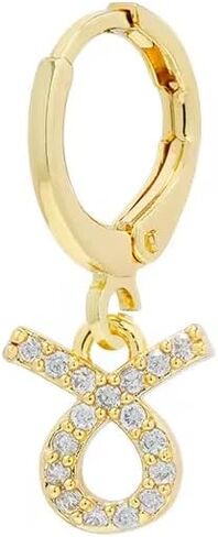 18K Gold Plated Pavé Zodiac Astrology Sign Hoop Earrings in Saudi Arabia
