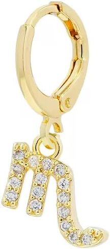 18K Gold Plated Pavé Zodiac Astrology Sign Hoop Earrings in Saudi Arabia