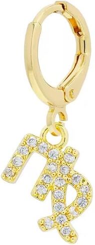 18K Gold Plated Pavé Zodiac Astrology Sign Hoop Earrings in Saudi Arabia