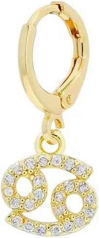 18K Gold Plated Pavé Zodiac Astrology Sign Hoop Earrings in Saudi Arabia