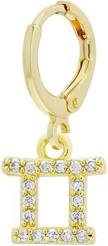 18K Gold Plated Pavé Zodiac Astrology Sign Hoop Earrings in Saudi Arabia
