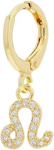 18K Gold Plated Pavé Zodiac Astrology Sign Hoop Earrings in Saudi Arabia