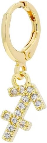 18K Gold Plated Pavé Zodiac Astrology Sign Hoop Earrings in Saudi Arabia