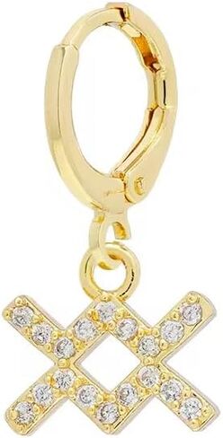 18K Gold Plated Pavé Zodiac Astrology Sign Hoop Earrings in Saudi Arabia