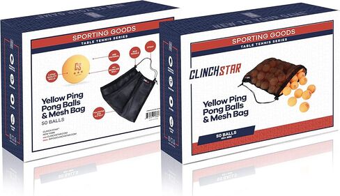 مجموعة كرات كلينش ستار بينج بونج (50 قطعة) لتنس الطاولة الاحترافية 3 نجوم 40 مم - مع حقيبة حمل شبكية in Kuwait