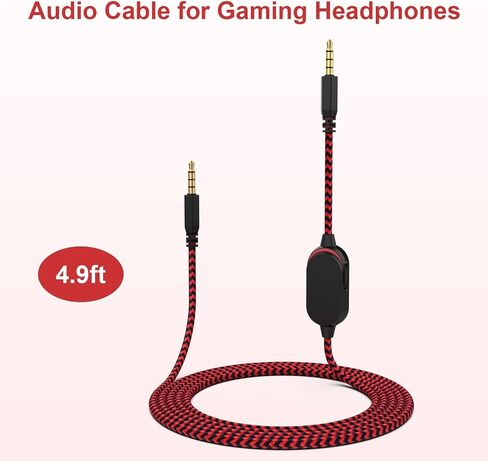 Lusgawer AW510H Detachable Gaming Headset Cable Compatible with Alienware AW720H AW310H 988 Alienware Dell Gaming Headset,Nylon Braided Wire with Inline Mute Switch and Volume Controller(Blue,4.9ft) in Saudi Arabia
