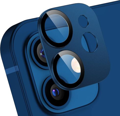 قطعتان من واقي عدسة الكاميرا لهاتف iPhone 12، واقي عدسة خلفي معدني من الزجاج المقوى، التصاق قوي، غطاء عدسة كاميرا مقاوم للخدش بصلابة 9H - أزرق in Kuwait