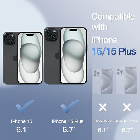 واقي عدسة الكاميرا JETech لهاتف iPhone 15 6.1 بوصة وiPhone 15 Plus 6.7 بوصة، غطاء حلقة معدنية من الزجاج المقوى 9H لامع، شفاف عالي الدقة، عبوتان (أسود) in Kuwait