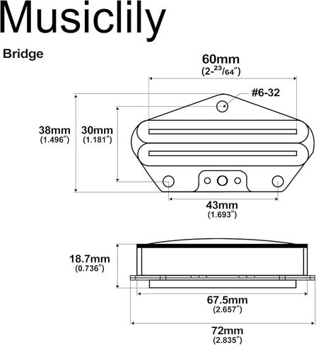 Musiclily Pro Alnico 5 ثنائي التقاط السكك الحديدية الساخنة عن بعد ملف واحد بحجم هامبوكر بريدج بيك اب متوسط ​​الإخراج 9K للجيتار الكهربائي على طراز المذيع، أسود in Saudi Arabia