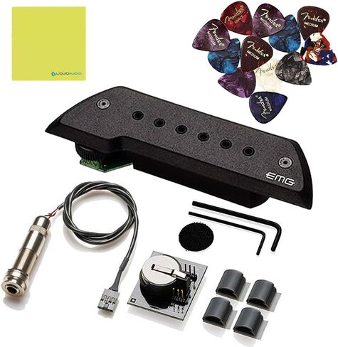 EMG ACS Acoustic Guitar Soundhole Pickup Black Bundle w/ 12x Fender Guitar Picks and Liquid Audio Polishing Cloth in Saudi Arabia