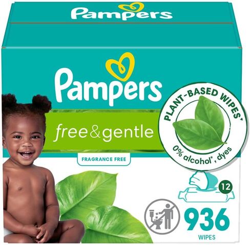 Pampers Ultraclean Baby Wipes (Previously 'Free & Gentle'), 99% Water, Hypoallergenic, Unscented, 100% Plant Based, Plastic-Free, 936 Wipes Total (12X Flip-Top Packs) in Saudi Arabia
