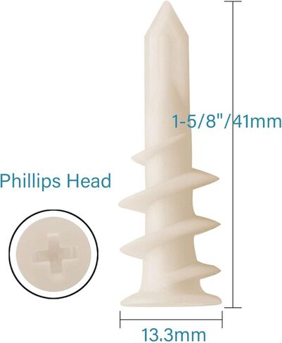 50pcs Plastic Self-Drilling Drywall Anchors, 8 Wall Anchors and Screws Kit, 25Pcs Self-Tapping Anchors & 25Pcs #8 x 1-1/4'' Pan Head Screws, Holds 50LBs, for Hanging and Mounting | by IMSCREWS in Kuwait