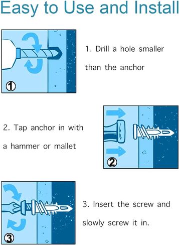50pcs Plastic Self-Drilling Drywall Anchors, 8 Wall Anchors and Screws Kit, 25Pcs Self-Tapping Anchors & 25Pcs #8 x 1-1/4'' Pan Head Screws, Holds 50LBs, for Hanging and Mounting | by IMSCREWS in Kuwait