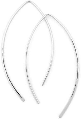 2 Inch Thin Sterling Silver Hammered Threader Earrings Open Hoop 20 Gauge (.8mm) in Saudi Arabia