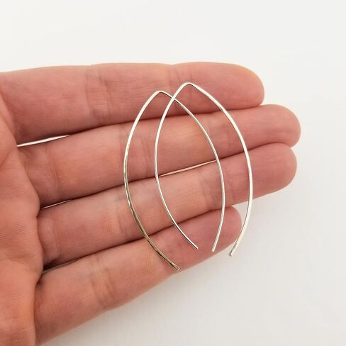 2 Inch Thin Sterling Silver Hammered Threader Earrings Open Hoop 20 Gauge (.8mm) in Saudi Arabia
