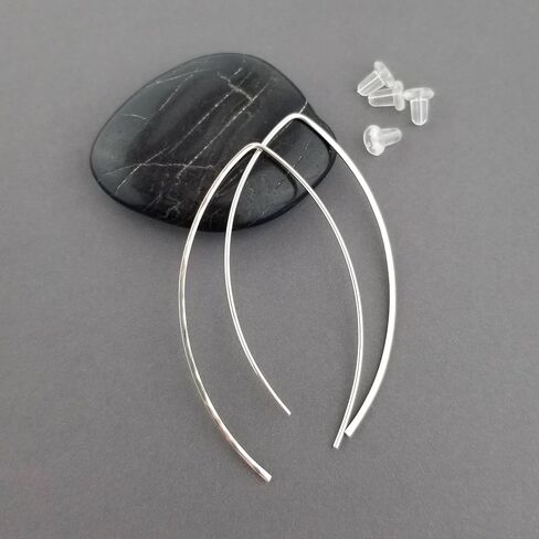 2 Inch Thin Sterling Silver Hammered Threader Earrings Open Hoop 20 Gauge (.8mm) in Saudi Arabia