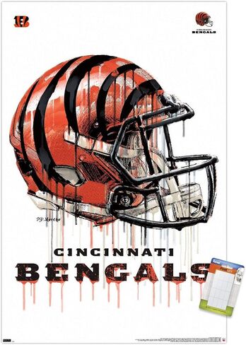 Trends International NFL Cincinnati Bengals - ملصق حائط 20 خوذة بالتنقيط، 22.375 بوصة × 34 بوصة، حزمة ملصق وتركيب in Kuwait