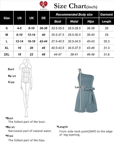 Kate Kasin Women Summer Romper 2024 One Shoulder Smocked Belted Short Jumpsuit with Pockets Beach Vacation Outfits in Saudi Arabia