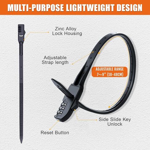 OKG Adjustable Zip Tie Lock - 3-Digit Combo Bike Lock for Cabinet, Helmet, Skateboard, Fridge, Luggage, Barbecues, Stroller, Fence Door - 3 Pack (Black) in Kuwait